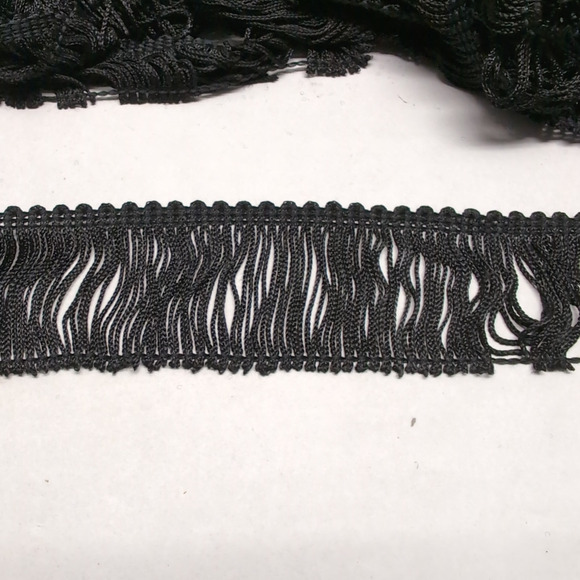 20+ Yards Black Sewing Chainette Tassel Fringe Trim 2'' Wide 100% Rayon Dance - Picture 3 of 6